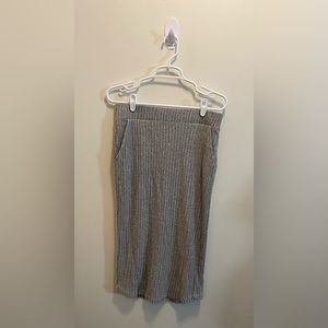 Soft Surroundings Drella Ribbed Knit Split Hem Heather Grey Midi Skirt Sz Small